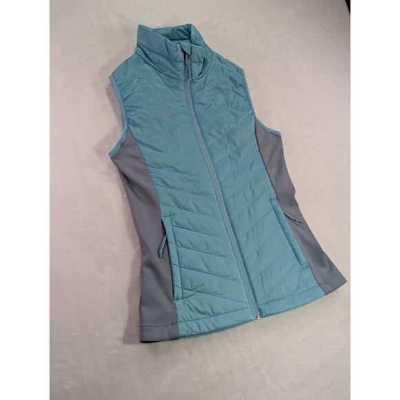 Columbia Omni-Heat Puffer Vest Size XS Teal & Gray Full Zip w/Zipper Pockets - Picture 2 of 13